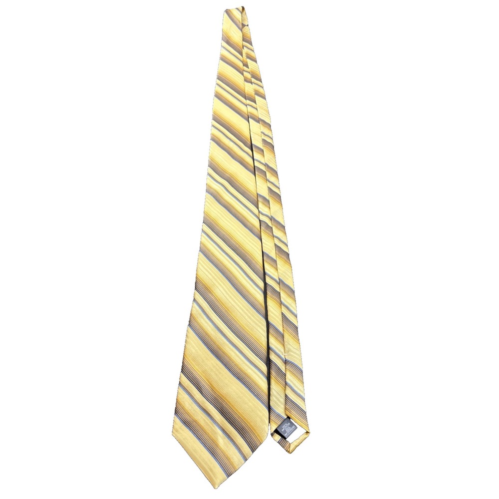 Stafford Neckwear 100% Silk Tie Multi-Stripe Yellow Brown  Gold Classic Wide
